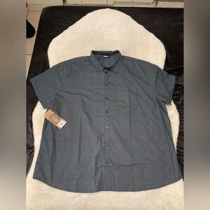 New Chef Works Black Short Sleeve Geometric Work Button Down Shirt Size 4XL Top‎